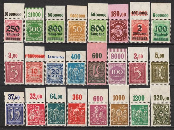 24 verschiedene Oberrand Marken postfrisch ** (0307)