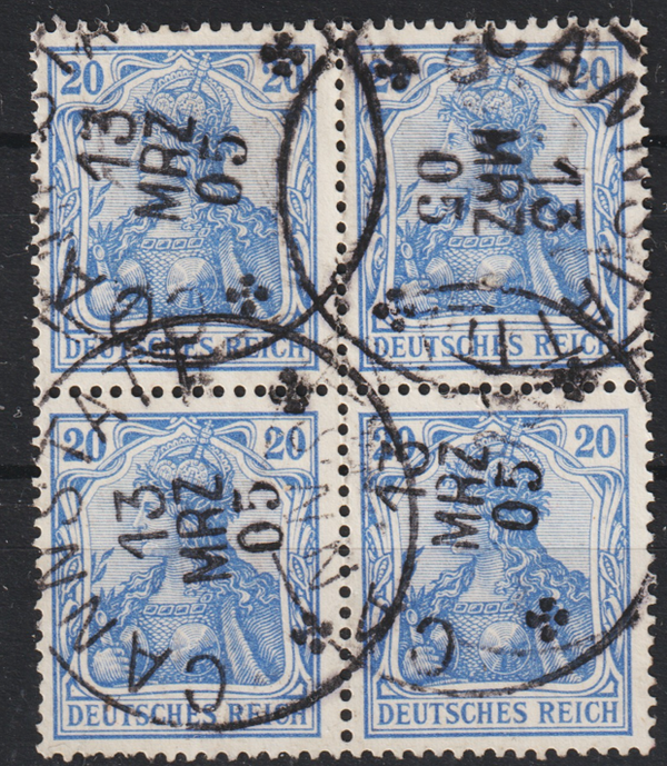 MiNr. 72 gestempelter Viererblock  CANNSTATT 13.MRZ.05  (0310)