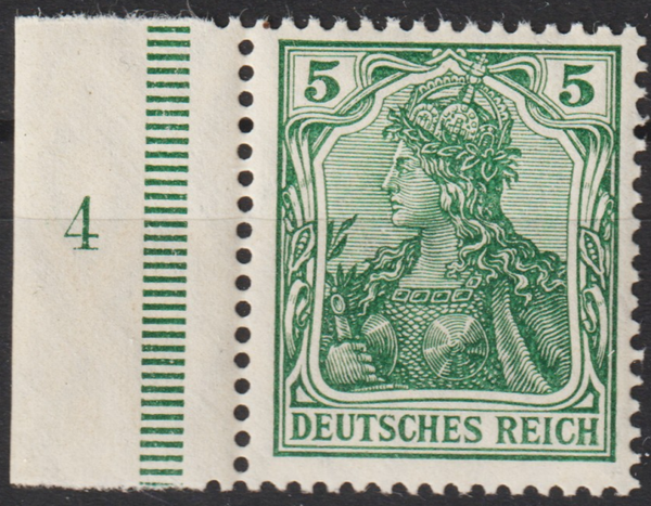 MiNr. 85 Ia postfrisch ** Seitenrand Pl.Nr. 4 geprüft  (0313)