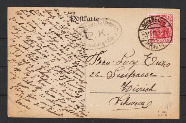 MiNr. 86 auf portogerechte Postkarte nach Zürich, zensiert  2.11.18   (0358)