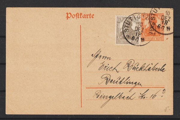 Ganzsache P 110 Zuf. MiNr. 98 portogerecht 18.12.18  (0366)