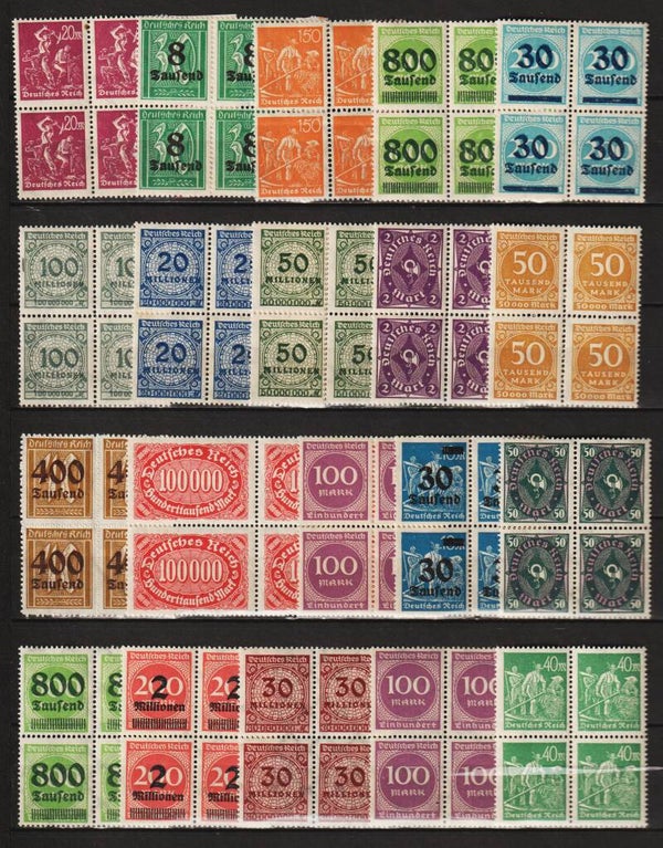 20 verschiedene postfrische ** Viererblöcke  (0376)