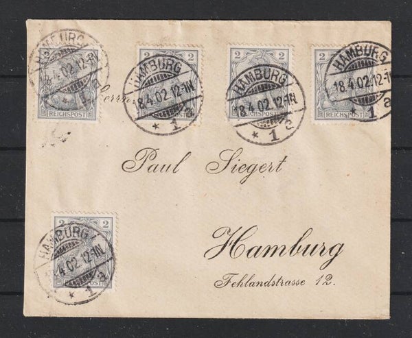 MiNr. 53 Mehrfachfrankatur Brief Ortsverkehr HAMBURG 18.4.02  (0408)