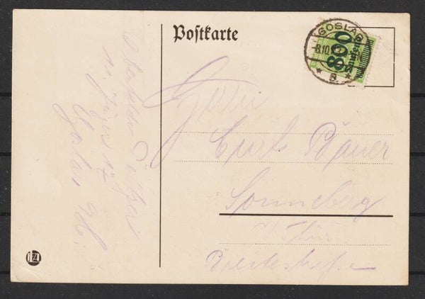 MiNr. 308 Einzelfrankatur auf Postkarte 8.10.23  (0416)