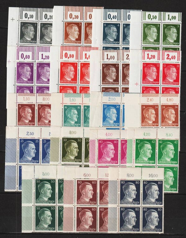 Adolf Hitler 1-80 Pfennig ** Oberrand Bogenecken (0446)