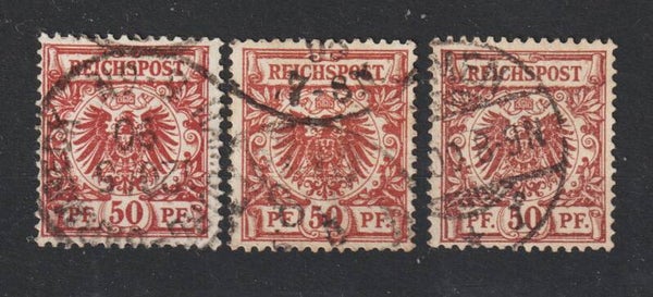 MiNr. 50 b, c, d gestempelt, geprüft (0447)