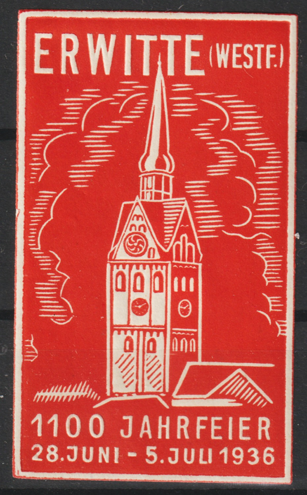 Vignette, Reklamemarke "ERWITTE (Westf,) 1100 Jahrfeier 1936" (0447)