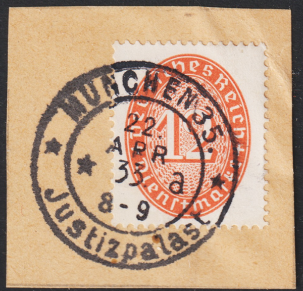 MiNr. D 129  MÜNCHEN Justizpalast 22 APR.33 (0466)