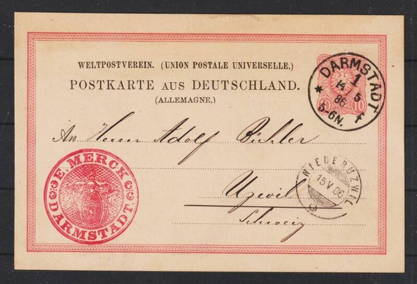 Ganzsache P 8 I b, DARMSTADT 1  14.5.86  (0539)