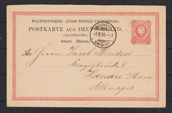 Ganzsache P 9 A  NEUCHATEL  2.X.80  (0548)