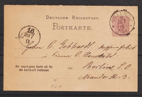 Ganzsache P 11 F seltener Stempel  GOLLNOW  25.7.84  (0551)