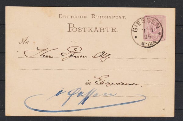 Ganzsache P 12  GIESSEN  7.1.86 (0553)