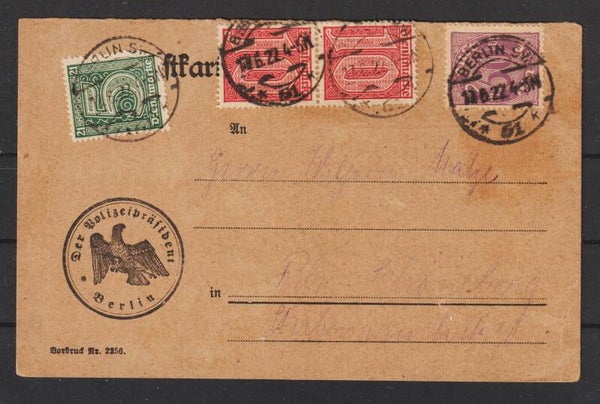 MiNr. D 16, 24, 29 Postkarte 17.6.22  (0572)