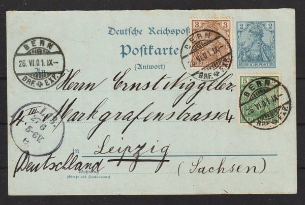 Ganzsachen Karte P 55 A Zfr. Stempel BERN (0621)