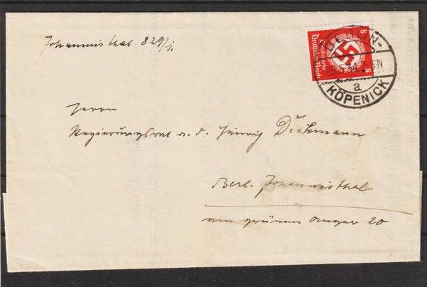 8 Pf. Dienst Hakenkreuz  BERLIN  KÖPENICK  (0647)