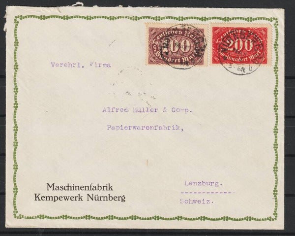 MiNr. 219, 220 auf Brief NÜRNBERG 13.MRZ.23  (0705)