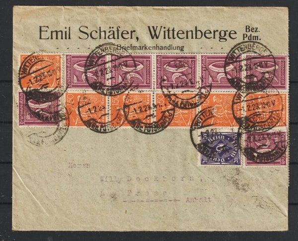 MiNr. 230 W, 183 (42x) 189 ( 6x) Brief  WITTENBERGE 1.2.23 (0712)