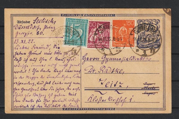 Ganzsache P 146 portogerecht, DÜSSELDORF  14.11.22, Letzttag PP 9  (0717)