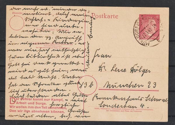 Ganzsache P 314  MÜHLDORF/OBERBAYERN 27.3.45  (0717)