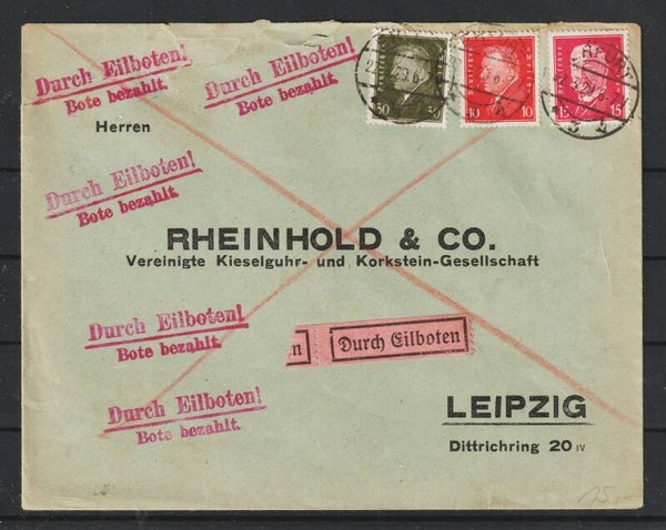 "Durch Eilboten" ERFURT 22.3.29 nach Leipzig   (0724)