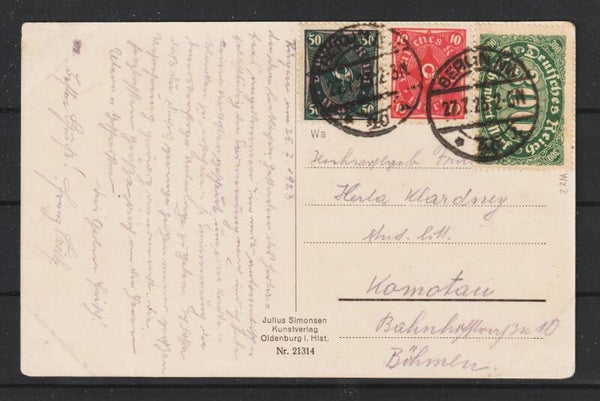 MiNr. 206, 209 Wa, 249 auf AK "Herthasee b. Stubbenkammer Rügen" BER>LIN 27.7.23 geprüft (0726)