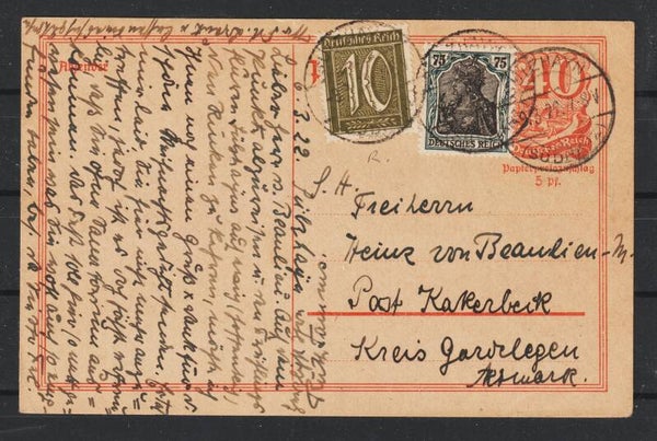Ganzsache P 141 mit ZuF, SÜLZHAYN  9.3.22  (0727)
