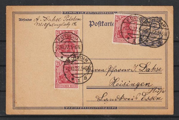 Ganzsache P 146 mit ZuF,  POTSDAM 2.10.22  (0731)