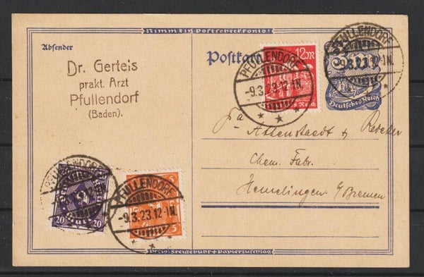 Ganzsache P 150  PFULLENDORF 9.3.23  (0731)