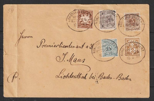 DR, Bayern, Württemberg, Schweiz, Österreich auf Brief, Schiffspost-Stempel  10.2.98  (0737)