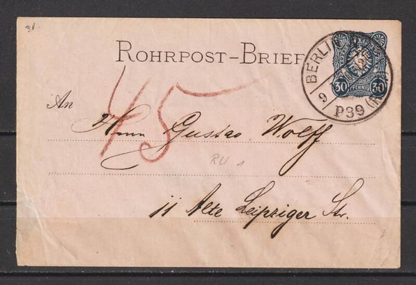 Rohrpost-Brief RU 1 von 1890  (0752)