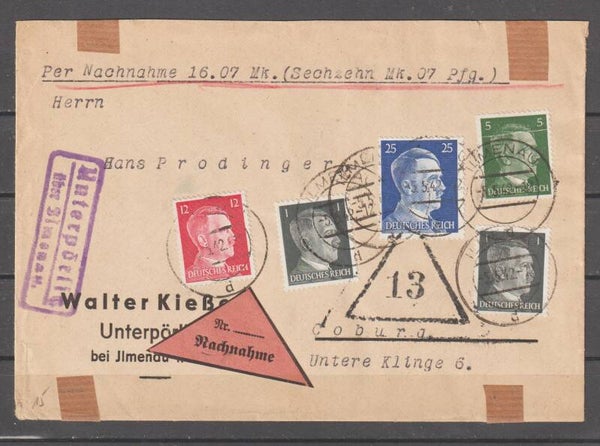 MiNr. 781, 784, 788, 793 auf Nachnahmebrief (0753)