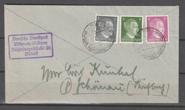 DR MiNr. 781, 784, 785 auf portogerechten Fernbrief von Prag  (0754)