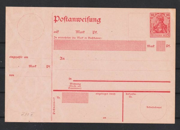Ganzsache Postanweisung A 31 II  (0755)