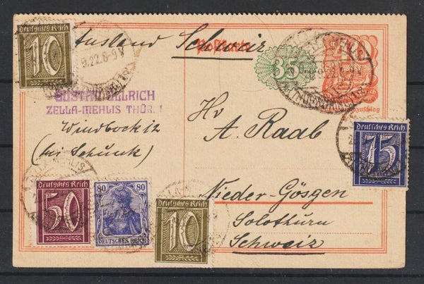 Ganzsache P 152 II,  ZELLA-MEHLIS  26.9.22  (0755)