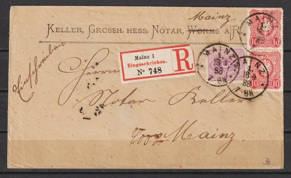 MiNr. 40, 41 auf portogerechten R-Brief im Ortsverkehr (0757)