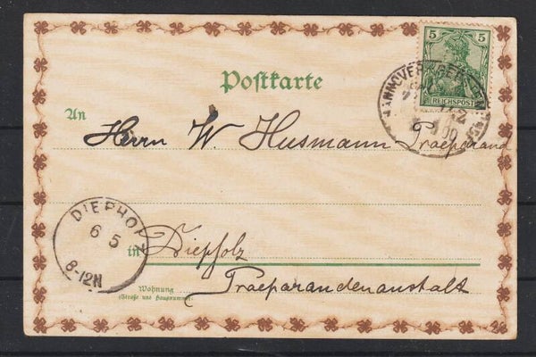 MiNr. 55, AK "Gruss aus..", Bahnpoststempel  HANNOVER-GEESTERMÜNDE 6.5.00   (0757)