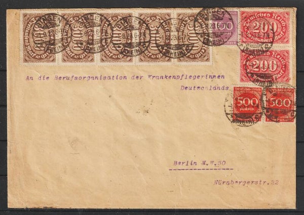 MiNr. 272/272 auf Brief  BINGEN 1.8.23, Ersttag PP 15   (0763)