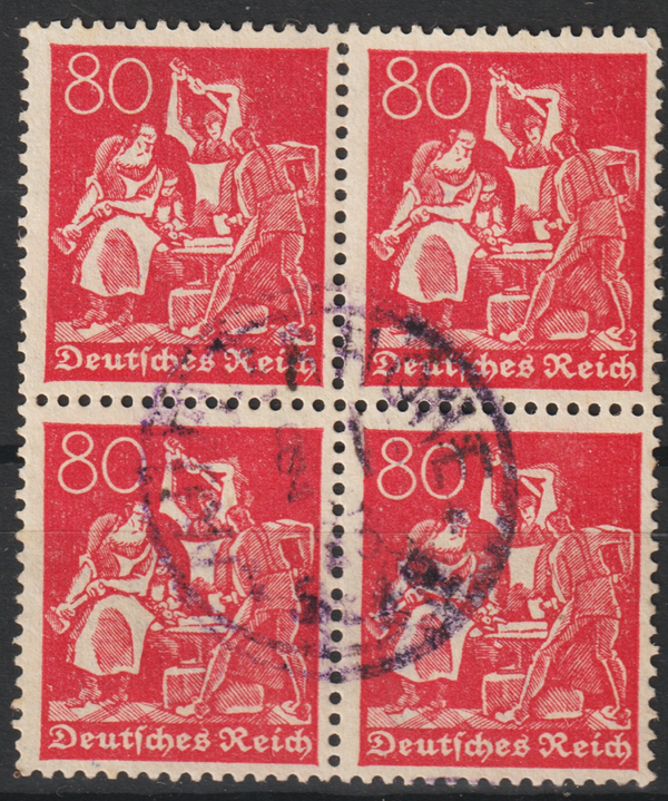 MiNr. 166 Viererblock gestempelt, geprüft   (0776)