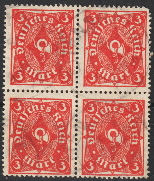 MiNr. 225 Viererblock gestempelt, geprüft   (0776)