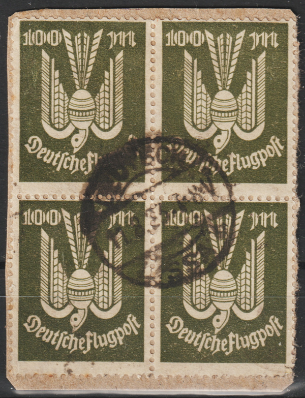 MiNr. 266 Viererblock gestempelt, geprüft