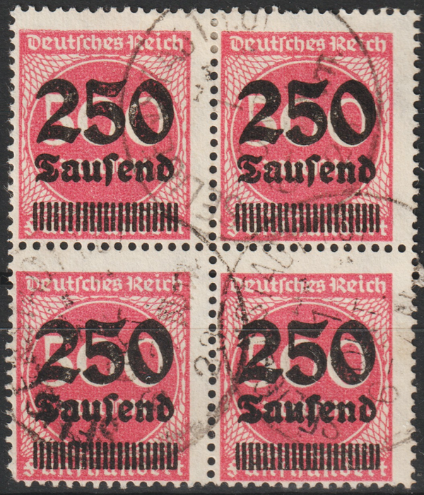 MiNr. 295 Viererblock gestempelt, geprüft   (0776)