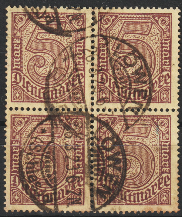 MiNr. D 33 c Viererblock gestempelt, geprüft   (0776)