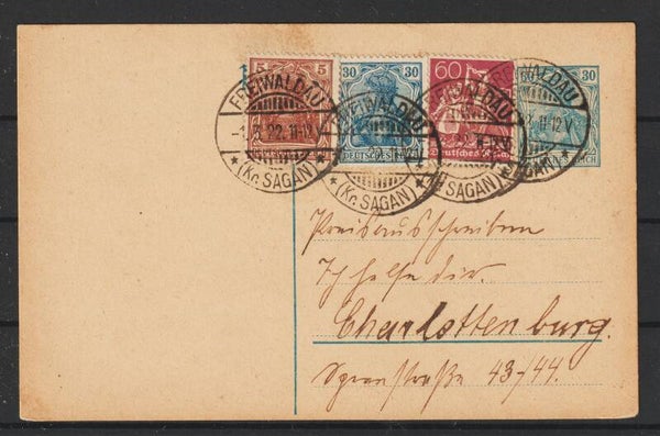 Ganzsache P 120   mit ZuF FREIWALDAU 1.3.22  (0780)
