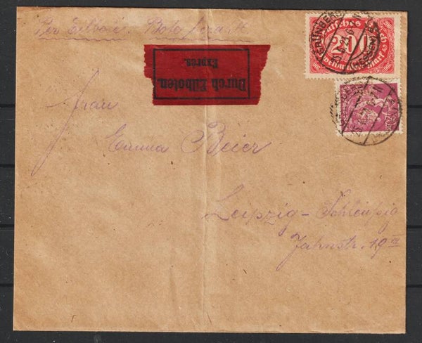 MiNr. 241, 248 auf Eilboten Express Brief  GRÜNBRG (HESSEN) 25.6.23  (0781)