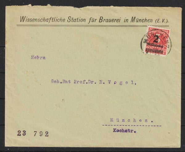 MiNr. 312 von der "Wissenschaftlichen Station für Brauerei in München (E.V.)  (0802)