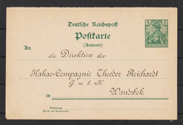 Ganzsache PP "Kakao-Compagnie Thedor Reichardt "  (0806)