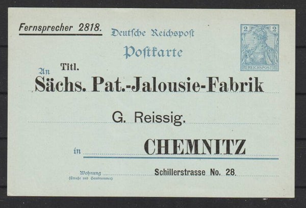 Ganzsache PP "Sächs. Pat.-Jalousie-Fabrik"  (0806)