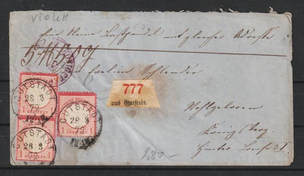 MiNr. 4 Paar + EM Paket Begleitbrief von Gutstadt nach Königsberg  (0817)