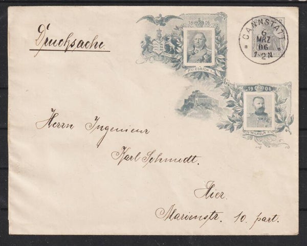 Ganzsachenumschlag, Adel Württemberg, Wilhelm II, Friedrich I  (0820)