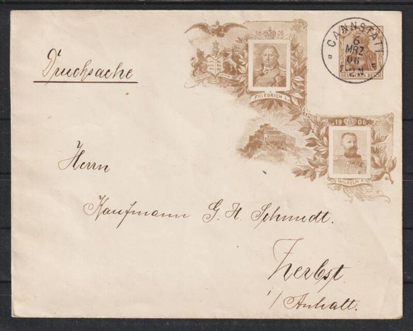 Ganzsachenumschlag, Adel Württemberg, Wilhelm II, Friedrich I  (0820)